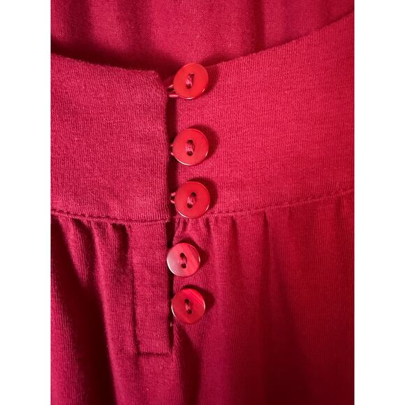 Ann Taylor loft women’s shirt dress drop waist deep red button collar travel - Picture 4 of 11